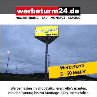 4) werbeturm24.de Komplettanbieter für Projektierung und Bau - von der Statik über Lieferung bis zur Übergabe.